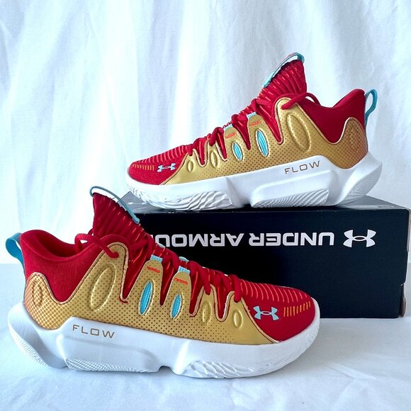 New Under Armour Flow Breakthru 4 ASG Red, Gold & White Sneakers, Size 9! - Picture 2 of 15